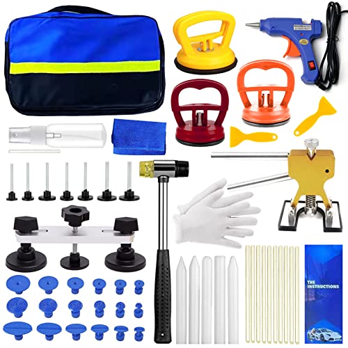 Daily Distro Paintless Dent Puller- 54pcs Auto Body Repair Tool Kit, Car Dent Puller with Adjustable Width, Glue Shovel for Auto Dent Removal, Door Dings, DIY Dent Repair for All Kinds of Car Dents