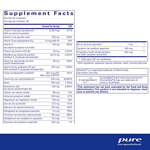 Pure Encapsulations Nutrient 950 A Without Copper & Iron | Hypoallergenic Multi-Vitamin/Mineral Formula For Optimal Health | 180 Capsules #TOP1