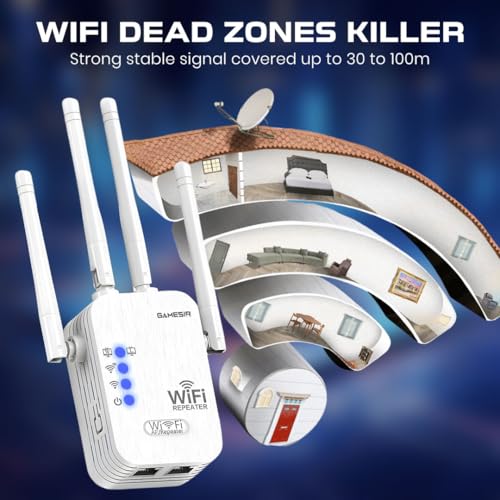 Image of GameSir WiFi Repeater 300Mbps Wireless Range Extender | 4 High-Gain Antennas | WiFi Signal Booster for Home, Office, | Supports WPS, AP & Repeater Mode (5)