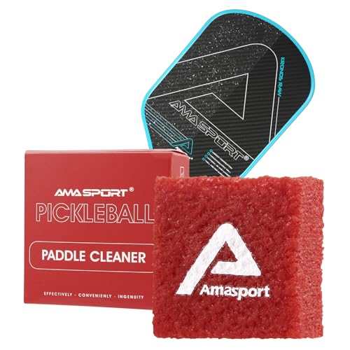 AMA SPORT Pickleball Paddle Eraser Carbon Fiber Pickle Ball Racket Cleaner Pickleball Accessories for Removing Ball Residue & Dirt, Restores Grip & Spin (Red)