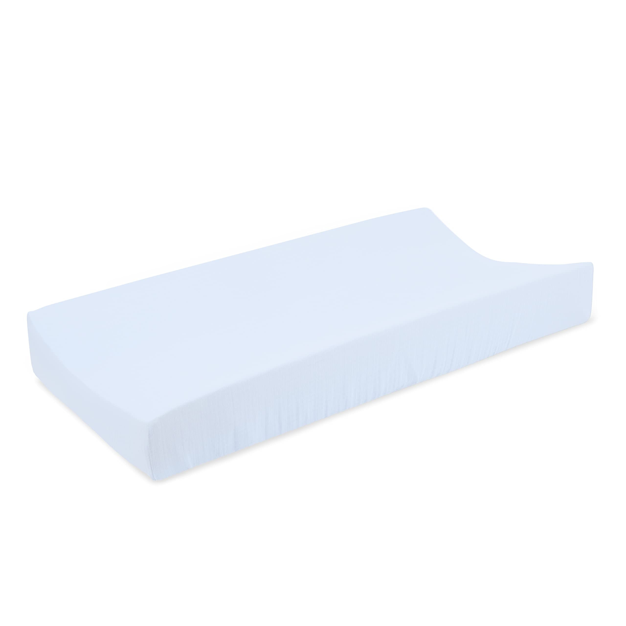 aden + anais Essentials Changing Pad Cover, 100% Cotton Muslin, Super Soft, Breathable, Tailored Snug Fit, Single, Solid Blue-image-4