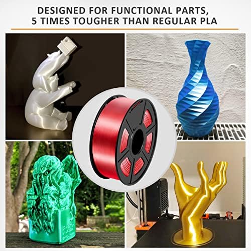 SUNLU PLA Silk Red Filament 1.75mm, 3D Printer Filament, Shiny Silk 1.75 PLA Filament, 1kg(2.2Lbs)/Spool, Red Silk PLA