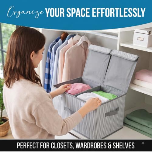 Image of Kian Foldable Storage Box And Organiser Wardrobe Cloth Organizer For Storage Box Closet Basket Bin Organiser for Books, Toys, Other Supplies With Lid (Pack of 1) (lining)