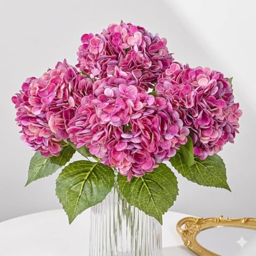 Image of CURATED CART Hydrangea Artificial Flowers with Stem, 1 Stick for Home Decor, Party, Living, Office Table, Realistic Look, Fake Flowers, 12 Inch, Light Green