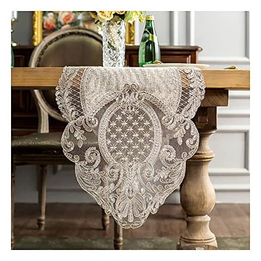 Rektangel Bordslöpare Spets Macrame Broderade Bordslöpare Med Utsökt Vintage Shabby Chic För Matbord, Soffbord, TV-skåp(Size:40x150cm,Color:Grey Hemp)