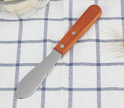 Miniatura 5 de Cuchillo de mantequilla con mango de madera, herramienta de cocina, cuchillo de queso, cuchillo de mermelada, cuchillo de rueda de pizza