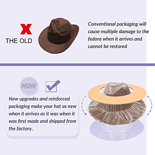 Image of Wide Brim Fedora Hats for Women Men Two Tone Dress Hat Felt Panama Hat in Two Audlt Size