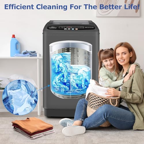 Nictemaw Portable Washing Machine 20Lbs Portable Washer Machine with Drain Pump, 2.8 Cu.ft Washer and Dryer Combo with 10 Programs 8 Water Levels Laundry Machine for Apartments- Slow-Close Glass Cover - Thumbnail 7