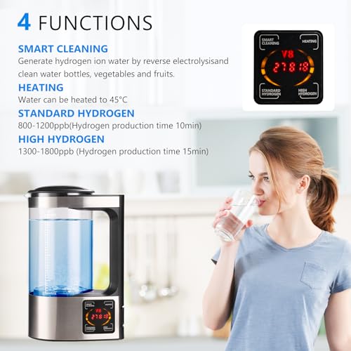 Hydrogen Water Bottle 68oz, Hydrogen Water Bottle Generator with SPE and PEM Technology, Alkaline Hydrogen Water Machine, Balanced Water PH Levels - Image 4