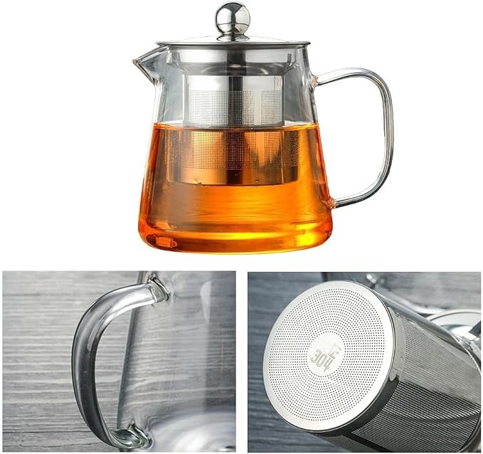 Bouilloire à thé en verre for cuisinière, théière – machine à fleurs et à feuilles mobiles, infuseur for infuser et servir chaud, glacé, infusion froide, eau de fruits