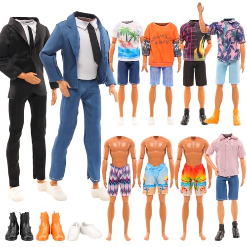 Miunana 8 PCS Accessorios para Muñeca de 12 Pulgadas: 2 Ropas Elegantes + 3 Vestidos Casuales + 3 Pares De Zapatos (Selección Aleatoria)