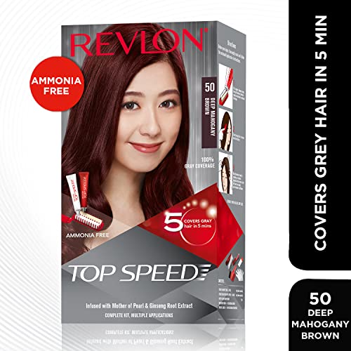 Image of Revlon Top Speed Hair Color For Woman - Deep Mahogany Brown 50 (with Outrageous Conditioner 190 ml)