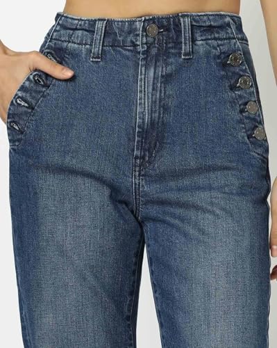 Image of Gap Women Flared Fit High Rise Mid Washed Jeans