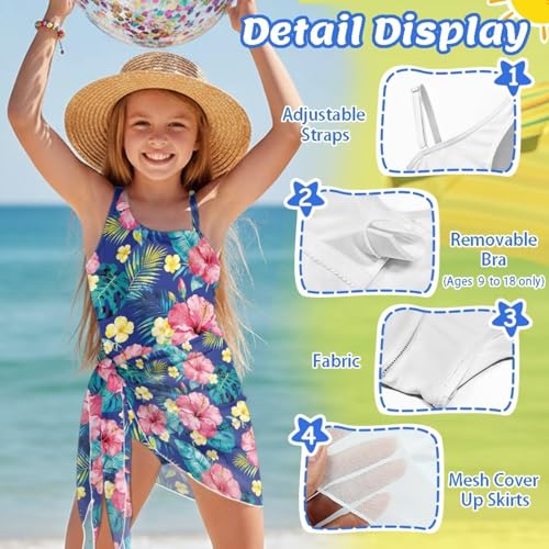 Ensemble de 2 maillots de bain filles et surrobe transparente maille - 5