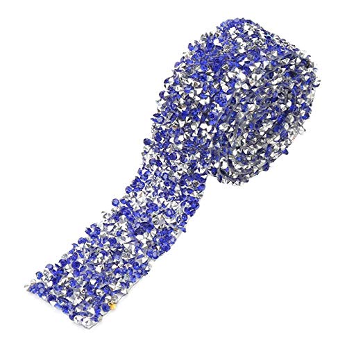 Diamond Mesh Wrap 1yard 30mm Crystal Rhinestone Ribbon Bling Bling Rhinestone Ribbon for Prom Dresses Belt Applique Hair Clip Collar Decoration(Dark Blue)