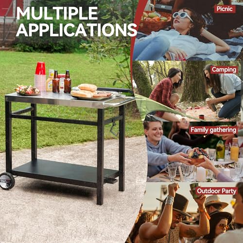 Image of Royal Gourmet Dining Cart Table with Double-Shelf PC3401S (Silver)