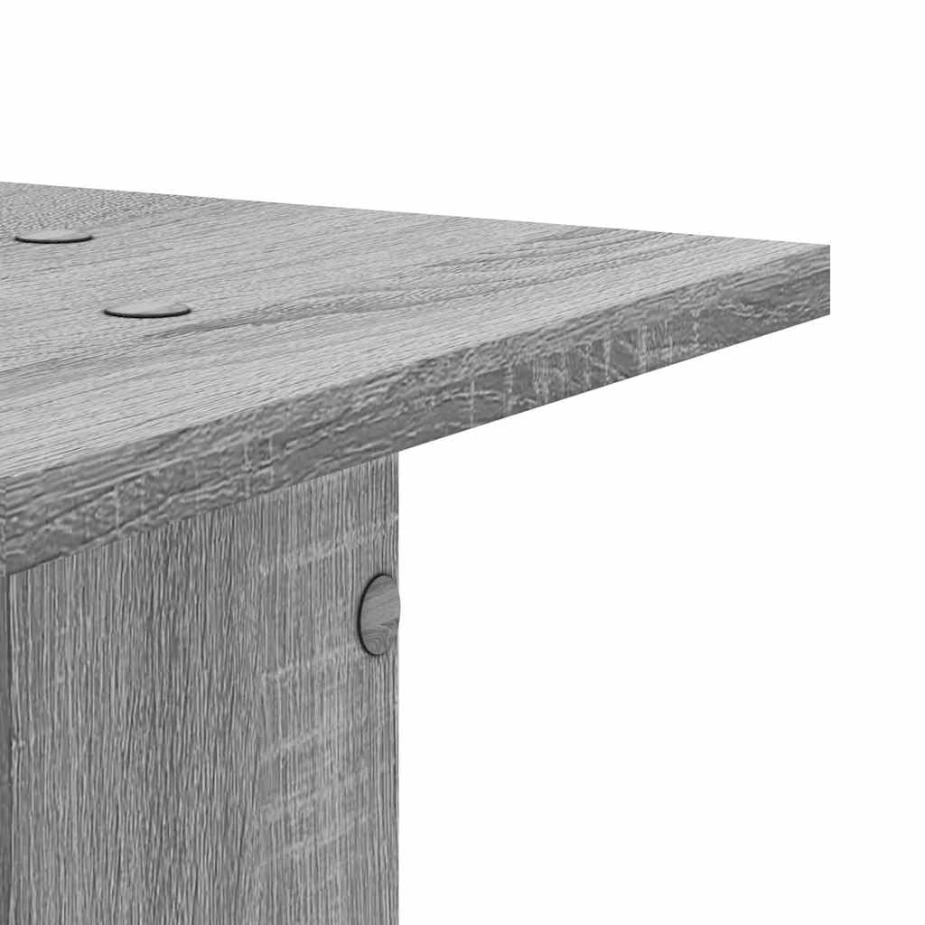 Set di 2 supporti per altoparlanti, in legno, altezza regolabile 95 cm, treppiede da pavimento per altoparlanti HiFi, grigio Sonoma, piastra 30 x 30 cm
