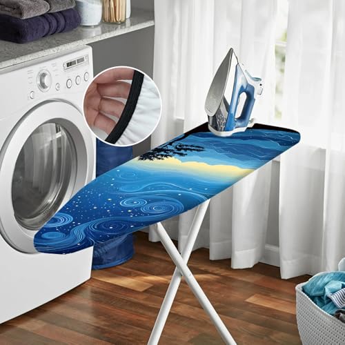 Image of Nuxovilar Starry Sky Mountain Ironing Board Cover 15x54 Polyester | Iron Pad Scorch Guard laundry helper protective board shield home laundry room craft studio (Starry Sky)