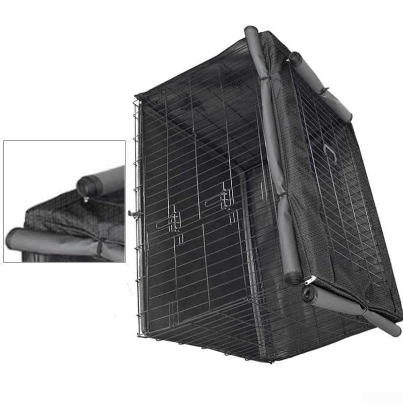 Cubierta antipolvo para jaula de perro, tela Oxford 420D, impermeable, protección para jaula de mascotas con función de almacenamiento plegable para jaulas de perro (110 x 73 x 76 cm)