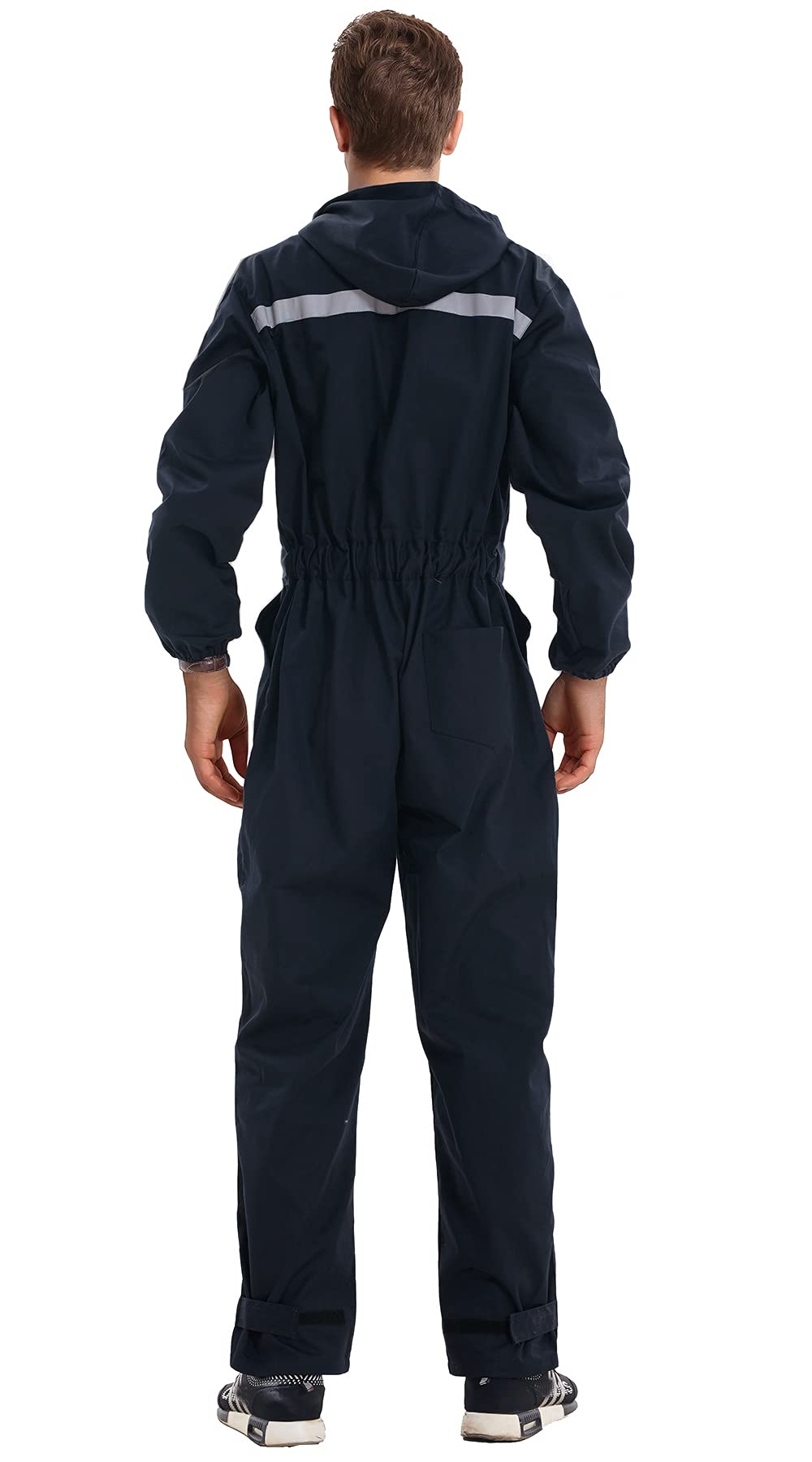 Combinaison de Travail à Capuche pour Hommes Salopette de Travail d'Atelier Vêtements de Travail Mécaniciens Bleu de Travail Réfléchissant Combinaison Travail