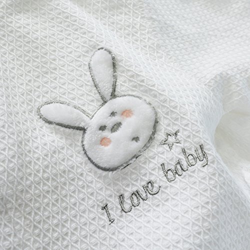 Kisbini 100% Cotton Long Hooded Robes Bathrobe For Kids Children (2T/3T, White) #TOP2