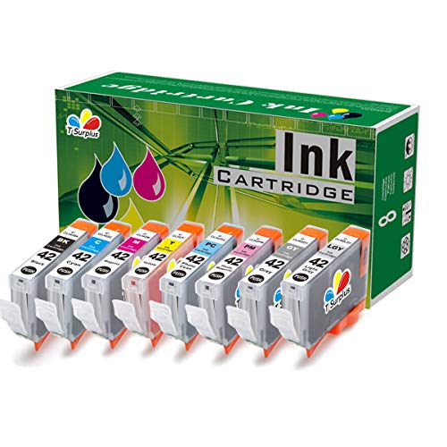 TS 8-PK CLI-42 CLI42, Compatible Ink cartridges for PIXMA PRO-100 Printers (1 Black, 1 Cyan, 1 Gray, 1 Light Gray, 1 Magenta, 1 Yellow, 1 Photo Cyan, 1 Photo Magenta)