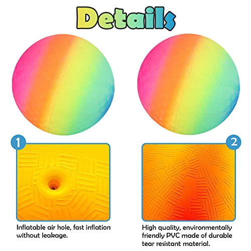 2 Stück Bouncy Kickball, PVC Regenbogen Ball, Fußball Softball, Durable Bouncy Ball, Strandball mit Pumpe, Basketball Flap Ball mit Pumpe, Sportbälle, Kinder Spielball für Indoor Outdoor