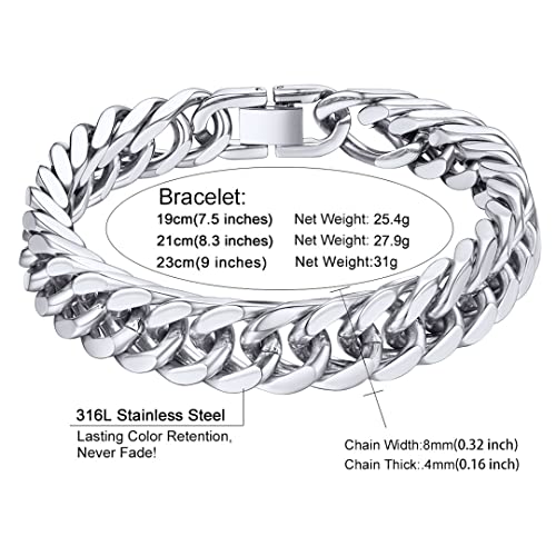Stainless Steel Curb Chain Bracelet For Men 8Mm 19Cm Rapper Wrist Chain Bracelet #TOP5