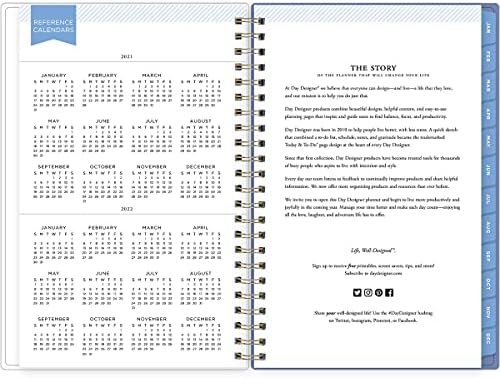 Blue Sky Day Designer for 2021-2022 Academic Year Weekly & Monthly Planner, 5' x 8', Flexible Cover, Wirebound, Climbing Floral Blush (132249)
