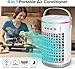 Mini Evaporative Air Cooler,3-IN-1 Portable Small Air Conditioner AC Unit with 1400ML Water Tank,Powerful 3 Speeds 7 Colors LED Personal Air Conditioner wi/Timer(White)