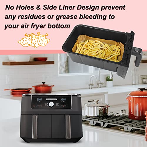 BYKITCHEN 150 Stück airfryer backpapier für Ninja Foodi Heißluft-Fritteuse,Air Fryer Zubehör für AF300EU/AF400EU,Tower T17088 & Andere 7.6 l bis 9.5 l Dual Zone Luftfritteuse