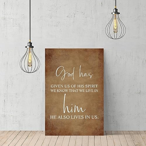 Cuadro con texto de fe "God Has Given Us" en lienzo enmarcado para decorar salas modernas 2