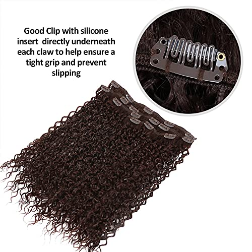 Synthetic Jerry Clip In Hair-Extensions Curly Clip On Human Hair Feeling Hair Extensions For Black Women 140G 7Pcs/Lot-Chocolate Brown #4 22'' #TOP4