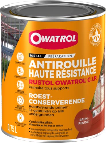 OWATROL - RUSTOL CIP - Primaire Antirouille Haute Résistance - Brun-Rouge - 0.75L