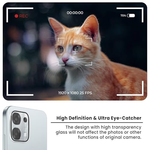 Image of ArmourPro Camera Lens Protector Tempered Glass for Oppo F31 (6.83 Inches) Tough HD Individual Aluminum Alloy Rings 9H Camera Cover, Scratch-Resistant,Camera Rings Protection| Silver, 1 Pack