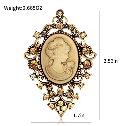 Image of lureme Vintage Elegant Victorian Lady Beauty Cameo with Crystal Brooch Pin (br000017)