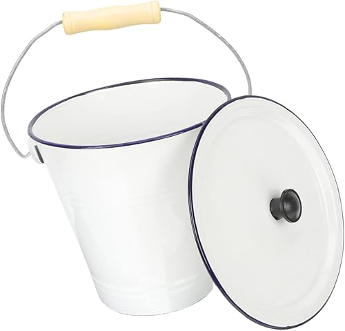 Cabilock Contenedor de metal para utensilios de harina de agua de arroz compost hielo líquido hogar para alimentos L esmalte rústico vintage con