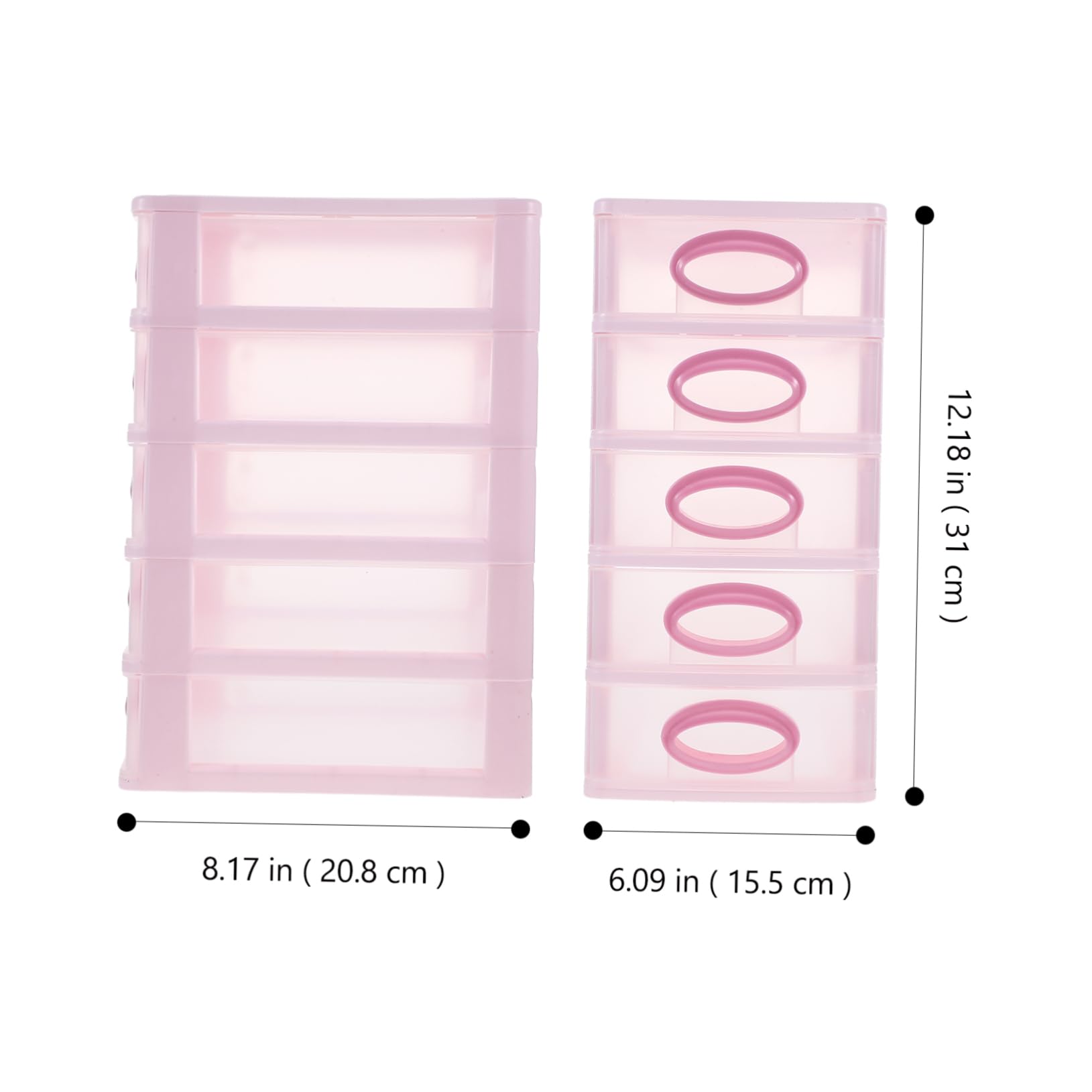 VILLCASE Organizzatore da Scrivania Portaoggetti Pratico e Decorativo Rosa 5 Cassetti in Pp per Cosmetici e Accessori da Ufficio e Bellezza