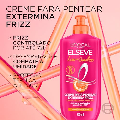 L'Oréal Paris Elseve Liso dos Sonhos Creme para Pentear, com Queratina Vegetal e AHA, Frizz Controlado por 72h, Proteção Térmica até 230°C e Alinhamento Capilar, 250ml L'Oréal Paris Elseve Liso dos Sonhos Creme para Pentear, com Queratina Vegetal e AHA, Frizz Controlado por 72h, Proteção Térmica até 230°C e Alinhamento Capilar, 250ml - Imagem 3