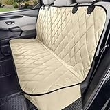 4Knines Back Seat Pet Cover for Dogs w/o Hammock – 54" Wide, Waterproof Car Seat Cover, Non-Slip, Heavy-Duty – Fits Cars, SUVs, Small Trucks – 2 Seat Belt & Latch Access – Back Seat Protector (Beige)