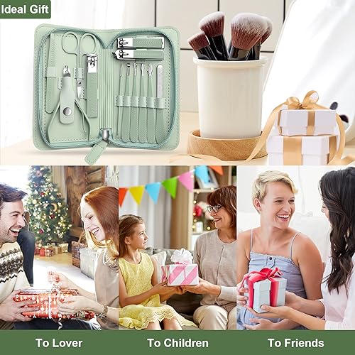 DUAIU Manicure Set,12pcs Nail Clippers Set Professional Nail Kit Stainless Steel Nail Care Tools Pedicure Kit Manicure Set with PU Leather Bag Gift for Men Women - Image 8