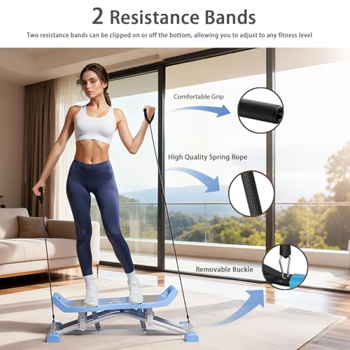 Image of 6-in-1 Wobble & Slide Machine, 330 lbs Capacity Fitness Stepper for Full Body Workout, Low Impact Aerobic Equipment with Resistance Bands & LCD Monitor, Fat Burning & Shaping for Home Gym