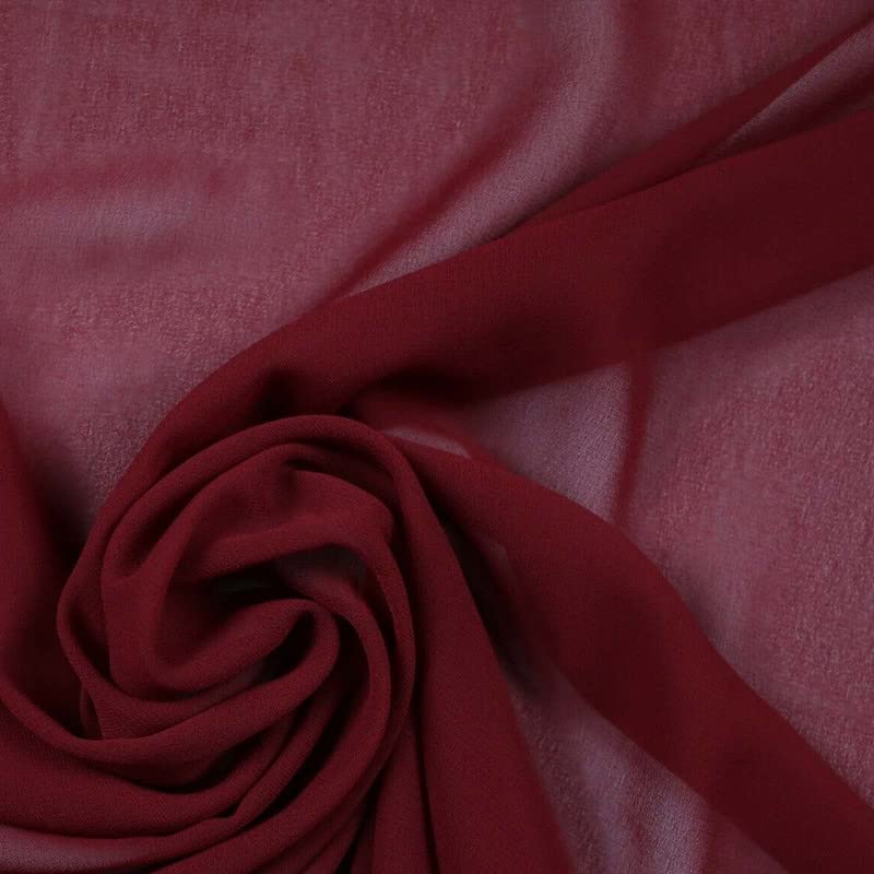 125 Colours Premium Plain Dyed Chiffon Fine Soft Georgette Sheer Dress Fabric (1 Metre, Maroon 6828)