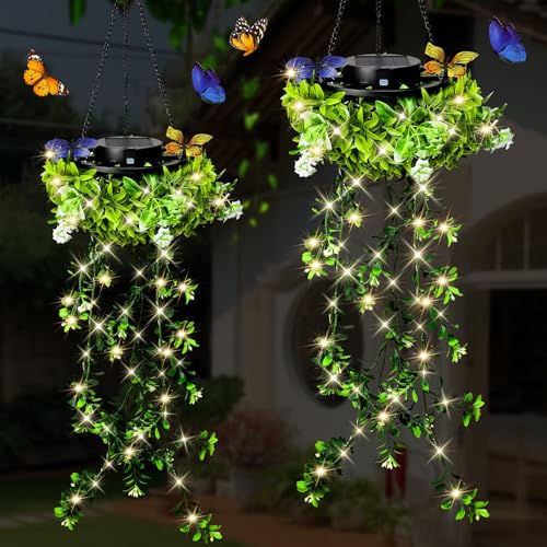KagoLing Luci Solari da Giardino, 2 Pezzi Piante Finte da Esterno 66 LED Lampada Solare da Esterno, IP65 Impermeabile Lampade Solari da Giardino Decorazioni per Arredamento Casa Terrazza Prato Balcone