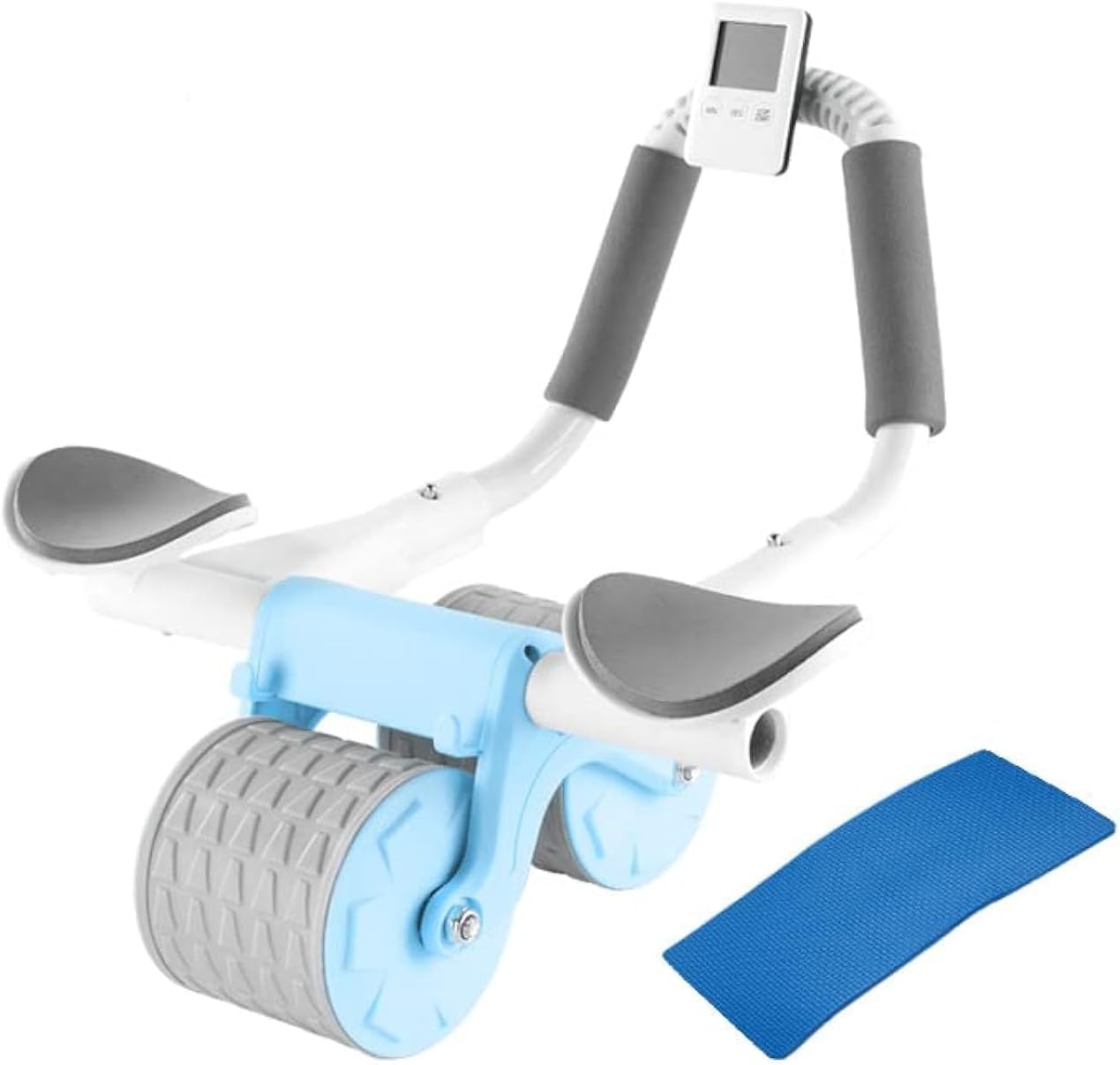 Pirszull2023 New with timer Ab Abdominal Exercise Roller Elbow Support, abs roller wheel core exercise equipment, Automatic Rebound Abdominal Wheel (Blue) (001)