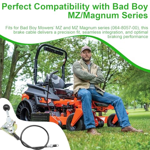 remolean 064-8057-00 Brake Cable Compatible with Bad Boy MZ Magnum Lawn Mowers Series, Lawn Mower Brake Cable - Thumbnail 2