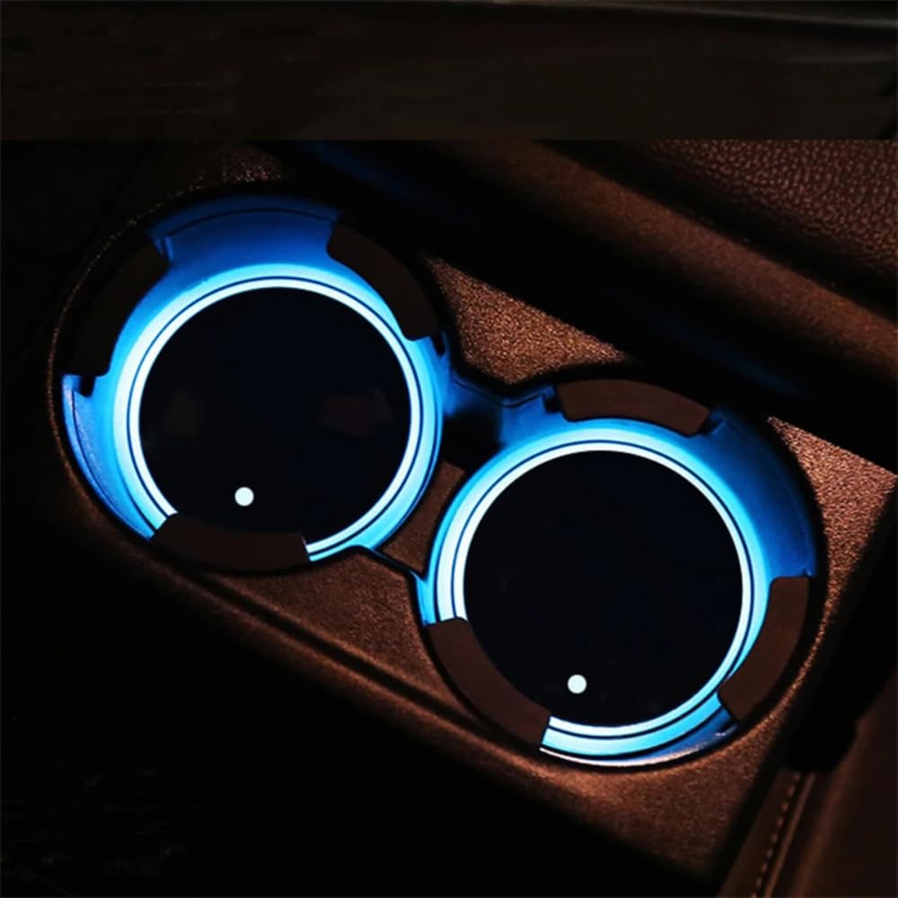 Txopaf 2PCS Car LED Luminous Cup Holder Coasters, For Range Rover LR4 Sport Freelander Evoque Velar Vogue Cup Holders Insert Coaster Non-slip Anti-Spilt Auto Interior Accessories