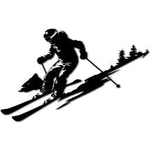 Skier Silhouette Metal Wall Art Decor Metal Outdoor Decor Metal Signs Artwork Funky Metal Wall Sculpture Home Decor for Living Room Bedroom Apartment Bar Black,12inch