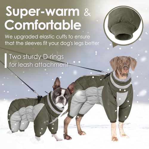 AOFITEE Winteroverall für Hunde - Wasserdichter Hundejacke Große Hunde mit Beinen, Winter Warmer Hundemantel mit Geschirr Gefütterter Hundeoverall, Wintermantel Hund für Deutscher Schäferhund