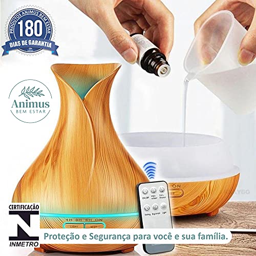 Difusor De Aromas Elétrico 7 Cores Leds 400ml Controle Remoto